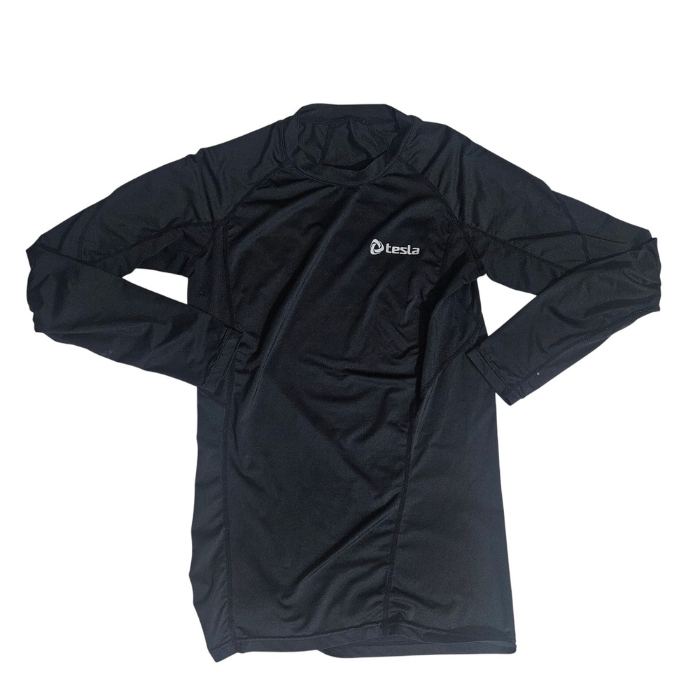 Tesla Mens Long Sleeve Compression Shirt Black Athletic Base Layer Top